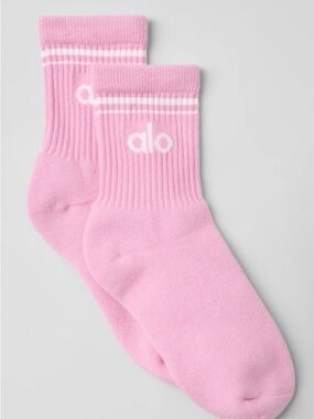 ALO Sweet Pink Logo Crew Socks